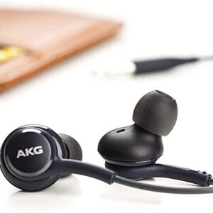 Original Samsung AKG Earbuds 3.5mm in-Ear Earbud Headphones with Remote & Mic for Galaxy A71, A31, Galaxy S10, S10e, Note 10, Note 10+, S10 Plus, S9 - Includes Rubber Pouch - (AKG + Black Pouch)