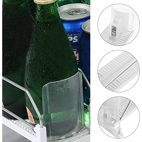 Drink Organizer for Fridge Plastic Pusher Tray Rack Automatic Vending Machine Sliding Organizer Fast Pusher Glide Pull Out Cabinet Shelf Drink Holder Refrigerator Drink Holder