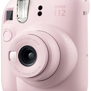 Fujifilm Instax Mini 12 Instant Film Camera (Blossom Pink) + Fuji Instax Mini Instant Film – 40 Sheets + Instant Camera Gift Bundle, compact