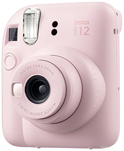 Fujifilm Instax Mini 12 Instant Film Camera (Blossom Pink) + Fuji Instax Mini Instant Film – 40 Sheets + Instant Camera Gift Bundle, compact