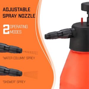 BIOPRONEXT Pressure Hand Pump Sprayer - 0.4 Gallon Small Pump Spray Bottle with Safety Valve and Adjustable Nozzle - High-Pressure Pump Hand Sprayer for Home Cleaning, Garden or Car Detailing (1.5L)