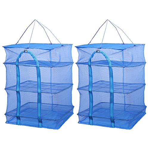 BESPORTBLE 2pcs Drying Net Dish Drying Rack Outdoor Tools Fruit Plants Drying Cage Food Dehydrator Rack Hanging Dry Net Foldable Drying Net Hanging Vegetables Drying Net Multi-Layer Net