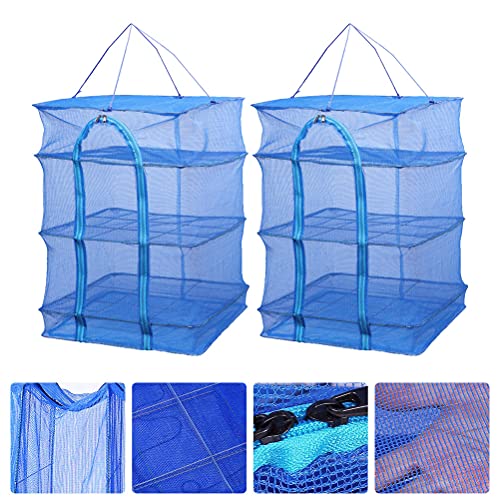 BESPORTBLE 2pcs Drying Net Dish Drying Rack Outdoor Tools Fruit Plants Drying Cage Food Dehydrator Rack Hanging Dry Net Foldable Drying Net Hanging Vegetables Drying Net Multi-Layer Net