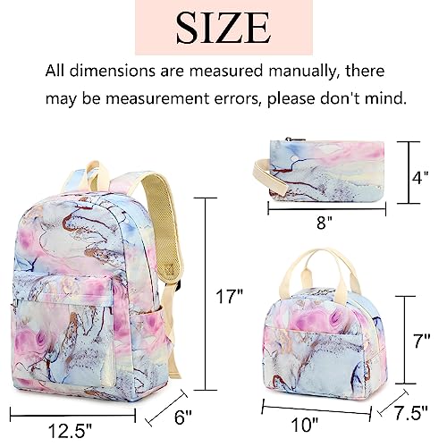 LOIDOU Backpack for Teen Girls Bookbags School Backpack with Lunch Box and Pencil Case 3 in 1 School Bags Set