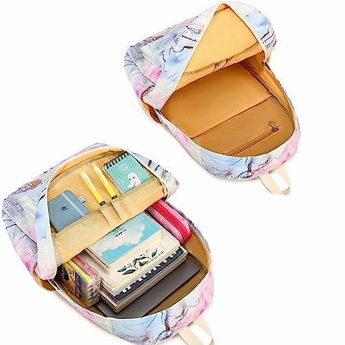 LOIDOU Backpack for Teen Girls Bookbags School Backpack with Lunch Box and Pencil Case 3 in 1 School Bags Set