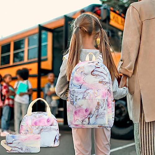 LOIDOU Backpack for Teen Girls Bookbags School Backpack with Lunch Box and Pencil Case 3 in 1 School Bags Set