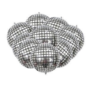 10Pcs Disco Ball Balloons,Disco Party Decorations,4D10 Inch Disco Party Foil Balloons,Disco Balls for 70s 80s Disco Themed Birthday New Year's Party Decor Father's Day Mother's Day Supplies