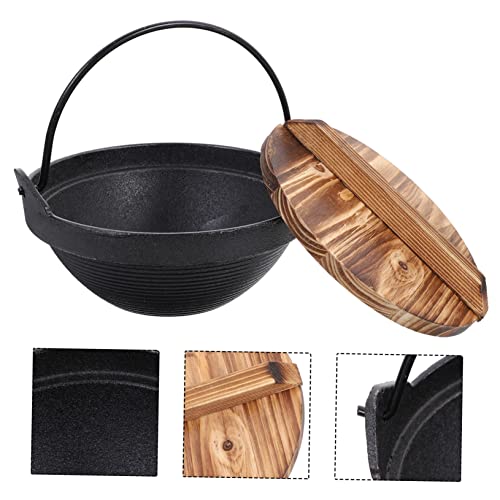 UPKOCH 1 Set Pot Outdoor Cookware Japanese Style Pot Iron Stock Pot Nabemono Hot Pot Hanging Stewpan for Hone Non-stick Pot Outdoor Saucepan Grey Korean Wood Non Stick Pan Cast Iron Pot