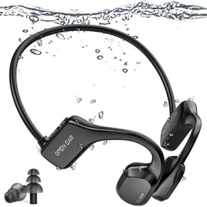 hyyeosd bone conduction swimming headphones, bluetooth earbuds waterproof wireless open ear headphones built-in 16gb ultra light headset for swimming running sports driving fitness