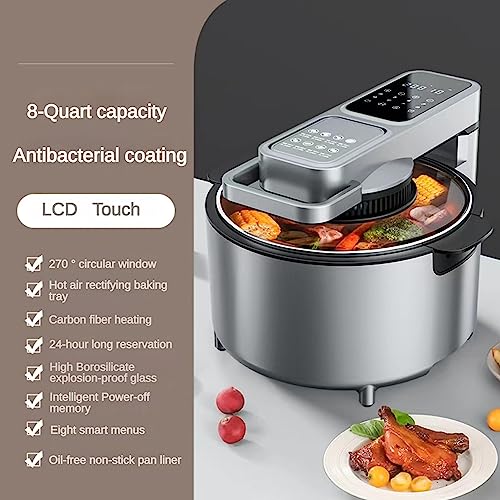TJHamaipi Air Fryer 7 Quart, 4-in-1 Multifunctional Air Fryer with LED Touchscreen and 8 Preset Functions, Digital Air Fryer with Visible Window, 80°C to 450°C, 1100W Oilless Compact Air Fryer