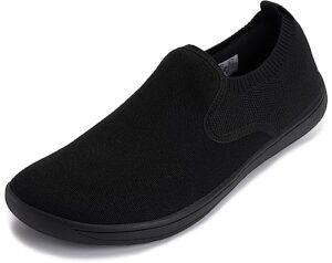 whitin wide toe box barefoot sneakers for men slip on fashion canvas minimalist shoes zero drop sole size 9.5 width 10w casual walking all black 43