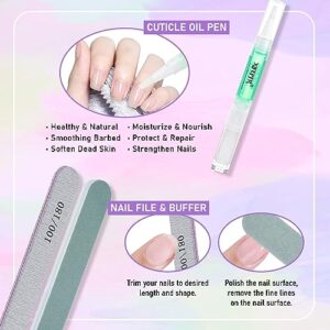 XIFEPFR Acrylic Nail Kit - Clear White Pink Acrylic Powder and Acrylic Liquid Set with Acrylic Nail Brush Nail Forms Glass Cup Beginner Acrylic Nail Kit for Nail Extension Carving Salon Home DIY