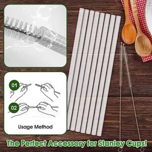 8Pcs Replacement Straws for Stanley Cup,Reusable Plastic Straws with 2pcs Cleaning Brush,Clear Straw Stanley Cup Accessories for 40 oz 30 oz Cup Tumbler