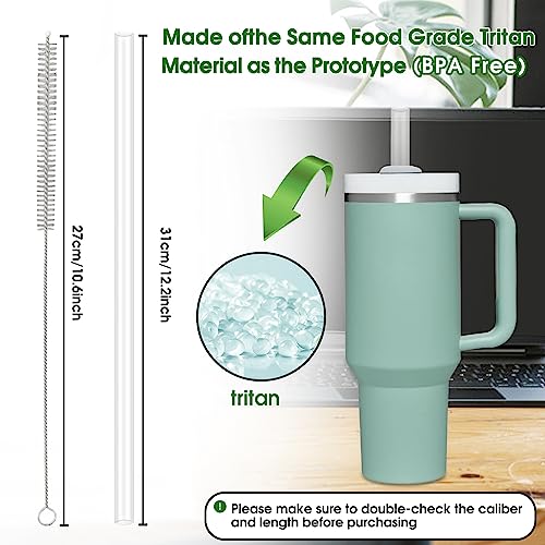 8Pcs Replacement Straws for Stanley Cup,Reusable Plastic Straws with 2pcs Cleaning Brush,Clear Straw Stanley Cup Accessories for 40 oz 30 oz Cup Tumbler