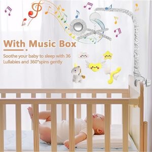 SHIDEER Baby Mobile for Crib, Baby Crib Mobile with Mirror, Nursery Mobiles with 3 Modes Musical Box, Volume & Songs Control,36 Lullabies,Hanging Rotating Crib Toys for Boys Girls (Cute Heart Theme)