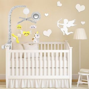 SHIDEER Baby Mobile for Crib, Baby Crib Mobile with Mirror, Nursery Mobiles with 3 Modes Musical Box, Volume & Songs Control,36 Lullabies,Hanging Rotating Crib Toys for Boys Girls (Cute Heart Theme)