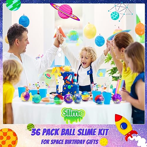 36 Pack Galaxy Ball Slime Party Favors for Kids,Stretchy Non-Sticky Crystal Slime for Boys Girls Gift,School Prize,Stress Relief