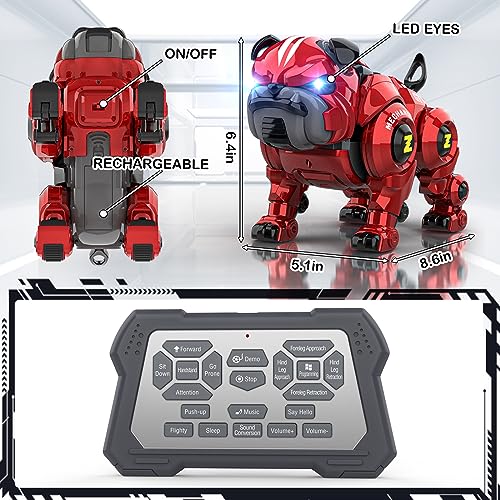 Lterfear Robot Dog for Kids, Remote Control Robot Rechargeable Programing Stunt Robo Dog with Sing, Dance and Touch Function, Robotic Dog Toy for Boys Ages 5 6 7 8 9 10+ Birthday Gifts, Red