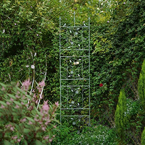 HZSCL Garden Trellis for Climbing Plants Outdoor, Vintage, Wrought Iron, for Ivy Rose Cucumber Clematis Flower Vegetable Stand, Green, White, 51x50cm, 51x188cm (Color : White, Size : 51x50cm/20.1x19