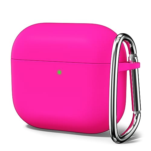 Oakxco for Airpods Pro 3rd Generation Case Cover, Silicone Airpods 3 Case Cute Soft TPU Rubber Gel Airpods Case for Women Men, Compatible with Apple Airpods 3rd Gen Charging Case 2021, Hot Pink