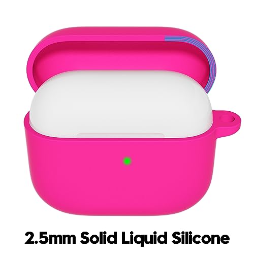 Oakxco for Airpods Pro 3rd Generation Case Cover, Silicone Airpods 3 Case Cute Soft TPU Rubber Gel Airpods Case for Women Men, Compatible with Apple Airpods 3rd Gen Charging Case 2021, Hot Pink