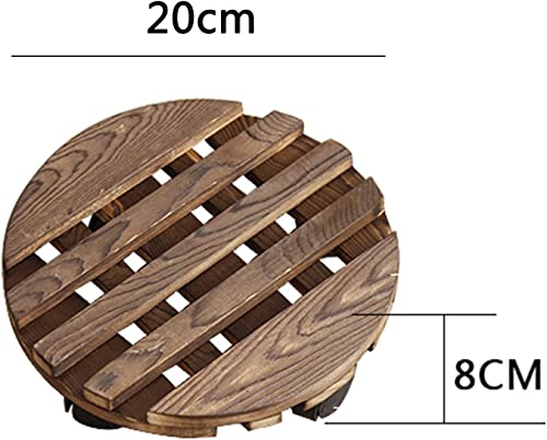 Tophacker Plant Caddy Wooden with Lockable Wheels, Round Plant Roller, Heavy Duty Rolling Plant Stand, Wood Plant Pot Stand for Indoor/Outdoor, Plant Rolling Tray (Color : A, Size : 20cm)