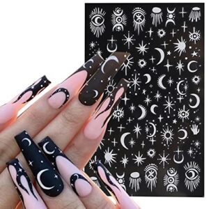 white totem nail art adhesive sticker 3d self-adhesive nail decals art design holographic stars moon snake nail art sticker decoration for women manicure tips acrylic nails diy nails art supplies