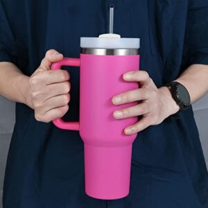 JOZELNK 40oz Tumbler with Handle Insulated Mug wtih Straw and Lid Stainless Steel Vacuum Double Wall Drinking Cup (Hot Pink)