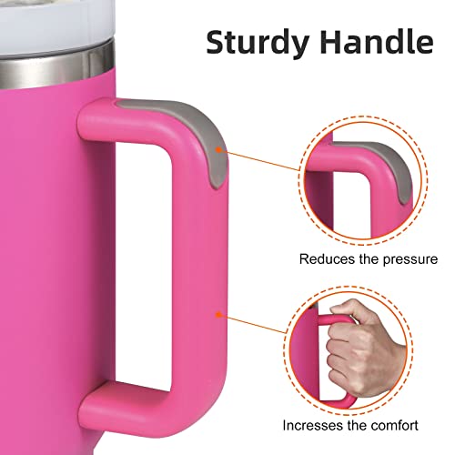 JOZELNK 40oz Tumbler with Handle Insulated Mug wtih Straw and Lid Stainless Steel Vacuum Double Wall Drinking Cup (Hot Pink)