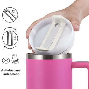 JOZELNK 40oz Tumbler with Handle Insulated Mug wtih Straw and Lid Stainless Steel Vacuum Double Wall Drinking Cup (Hot Pink)