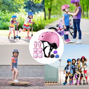 Kids Bike Helmet Set Adjustable Helmet for Children, Boys, Girls and Teenagers Aged 3-8 Years with Elbow Pads Knee Pads Wrist Pads Children's Helmet Protection Set for Bikes SkateboardsRollerskates