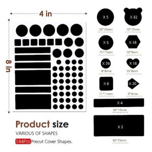 Breliter Light Blocking Stickers - 144PCS Light Blackout Covers with Tweezers for Electronics Light Dimming for Routers, Monitors and Electrical Appliances, Block 95%-100% of LED Lights (Blackout)