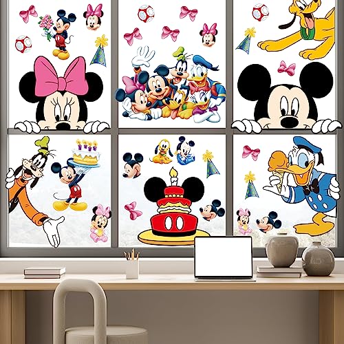 Gzkkkkx Cartoon Window Clings Decals,Party Removable Stickers for Glass Windows,Birthday Party Supplies Holiday Home Decorations (Mickey(8Sheets）), ZE073