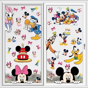 gzkkkkx cartoon window clings decals,party removable stickers for glass windows,birthday party supplies holiday home decorations (mickey(8sheets）), ze073