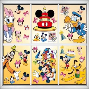 Gzkkkkx Cartoon Window Clings Decals,Party Removable Stickers for Glass Windows,Birthday Party Supplies Holiday Home Decorations (Mickey(8Sheets）), ZE073