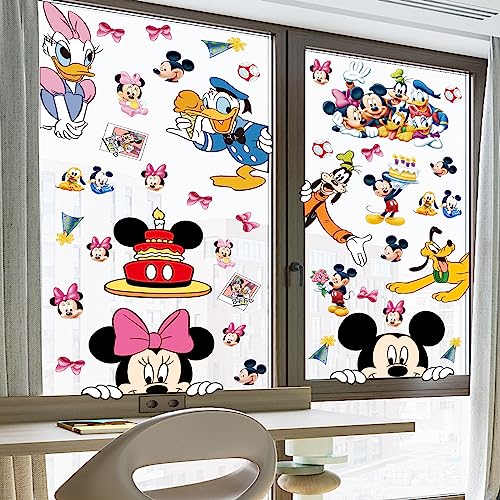 Gzkkkkx Cartoon Window Clings Decals,Party Removable Stickers for Glass Windows,Birthday Party Supplies Holiday Home Decorations (Mickey(8Sheets）), ZE073