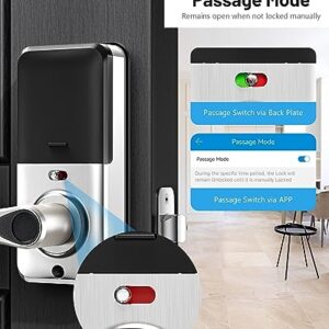 Smart Door Lock for Front Door, Zowill 7-in-1 Fingerprint Deadbolt with App Control, Keyless Entry Door Lock with Handle, Biometric, Auto Lock, Easy Installation, for Home, Office and Airbnb