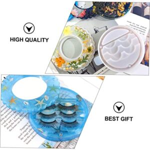 Beavorty 1 Set Eyelash Box Mold Round Silicone Molds Resin Molds Tray Round Mirror Tray Fake Eyelashes Box Resin False Eyelash Case Eyelashes Display Tray Resin Travel Disc Crystal White