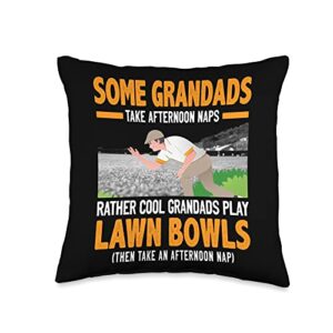 lawn bowling & lawn bowls accessories idea for men idea for grandad & funny mens lawn green bowls throw pillow, 16x16, multicolor