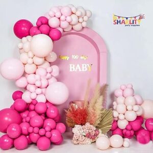 Sharlity Pink Balloons, 100 Pcs Hot Pink Balloons 12 Inch Pink Latex Balloons for Baby Shower Birthday Valentine's Day Anniversary Party Decorations