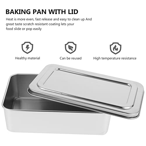 Luxshiny Pullman Loaf Pan with Lid Stainless Steel Non Stick Bread Loaf Pan with Lid Metal Cake Tin Toast Box Mold Kitchen Bakeware for Homemade Cakes Brownies Meatloaf