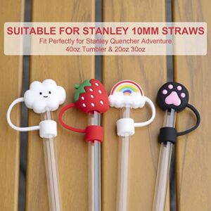 4PCS 10mm Straw Covers Compatible with Stanley 30&40 Oz Tumbler, Cute Shape Straw Covers, Reusable Drinking Straw Covers for 10mm Straws