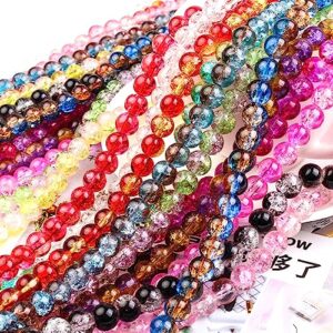 720pcs Glass Beads for Jewelry Making, 24 Color 8mm Crystal Crackle Glass Beads for Bracelets Making Gemstone Loose Spacer Beads for DIY Craft Friendship Necklace Earring Jewelry Making (8mm Crackle)