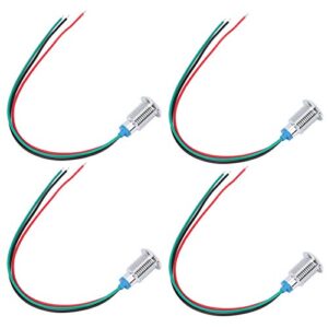 LED Pilot Indicator, LED Pilot Light Bulbs Lamp IP66 6mm LED Lamp with Wire Pilot Dash Directional Car Truck Boat with Wire LED Indicator Light(Red Green)