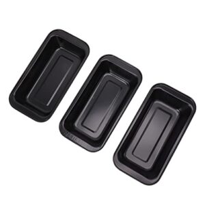 yyqtgg baking loaf bread pan, uniform air flow reusable and durable 3pcs black carbon steel rectangular mould pan fast heat conduction for home kitchen