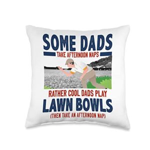 lawn bowling & lawn bowls accessory ideas for men idea for dad & funny mens lawn green bowls throw pillow, 16x16, multicolor