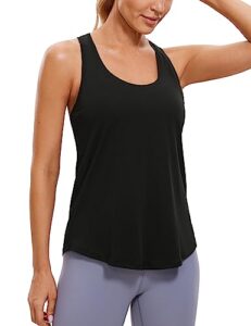 crz yoga womens pima cotton racerback workout tank tops lightweight loose sleeveless tops athletic gym shirts black x-large