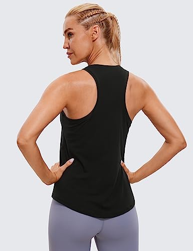 CRZ YOGA Womens Pima Cotton Racerback Workout Tank Tops Lightweight Loose Sleeveless Tops Athletic Gym Shirts Black X-Large