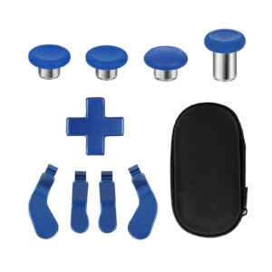 elite series 2 paddles accessories, metal thumbsticks replacement buttons for xbox one elite series 2 core, 9 in 1 component pack includes 4 joysticks, 4 paddles and 1 dpad(blue)