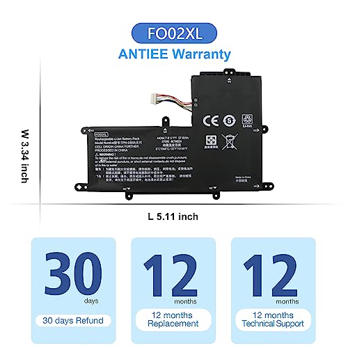 ANTIEE FO02XL L97355-005 L97353-2D1 Laptop Battery for HP Chromebook 11A 11A-NA 11A-NA0001NI 11A-NA0002NI 11A-NA0002MU 11A-NA0010NR 11A-NA0030NR 11A-NA0500SA 11A-NA0800NO 11A-NA0200ND TPN-DB0A 37.6Wh